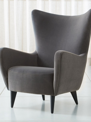 Elsa Grey Velvet Wingback Chair