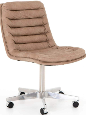 Malibu Leather Office Chair, Natural Washed Mushroom