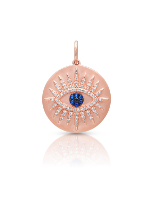 14kt Rose Gold Diamond Sapphire Evil Eye Celestia Charm Pendant