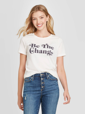 Women's Be The Change Short Sleeve Graphic T-shirt - White