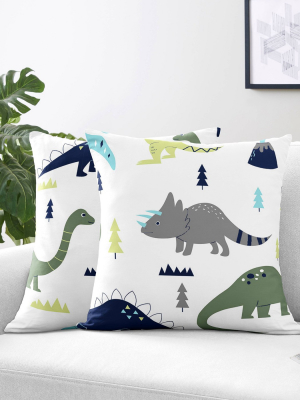 Blue & Green Mod Dinosaur Throw Pillow - Sweet Jojo Designs