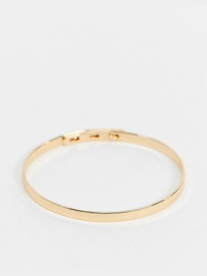 Asos Design Bangle Bracelet In Minimal Design In Gold Tone