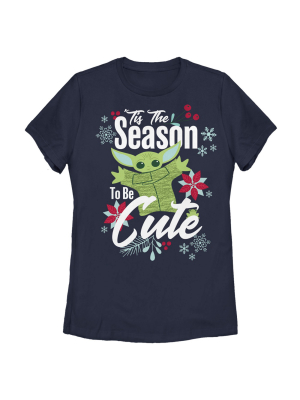 Women's Star Wars The Mandalorian Christmas The Child Cute Season T-shirt