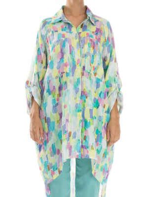 Wide Loose Confetti Linen Shirt