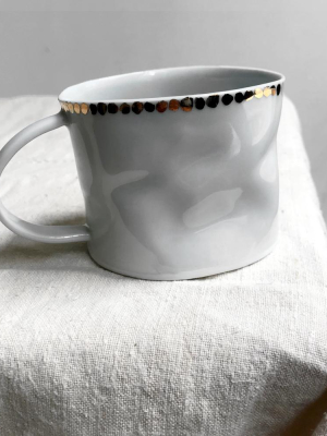 Crumpled Beetle Mug With Spotted Gold Rim