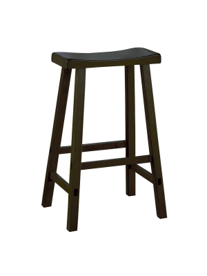 Set Of 2 29" Wooden Barstools With Saddle Seat - Benzara