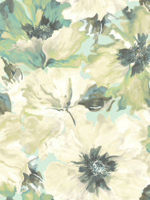 Cecita Floral Wallpaper In Green From The Lugano Collection By Seabrook Wallcoverings