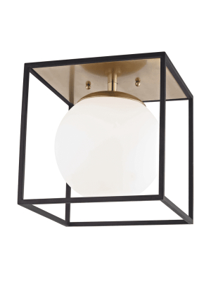 Aira 1 Light Large Flush Mount - Aged Brass/black