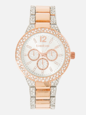 Crystal Bezel & Two Tone Bracelet Watch