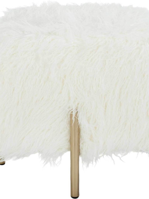 Morgan Faux Fur Square Ottoman