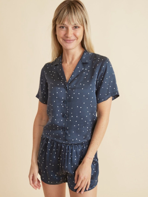 Washable Silk Top In Navy Starry Night Print