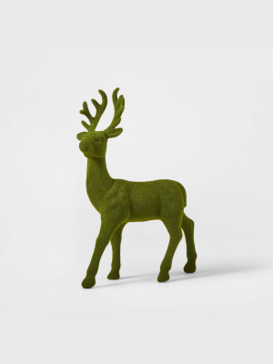 Flocked Deer Decorative Figurine Green - Wondershop™