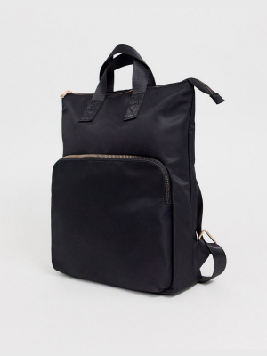 Asos Design Laptop Backpack With Rose Gold Detail