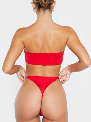 Red Mix & Match String Thong Bikini Bottom