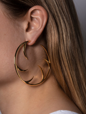 Statement Cat Claw Yellow Gold Vermeil Hoop Earrings