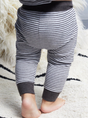 Comfy Stripey Print Pant - Charcoal And Grey Marl