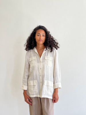 Cream Linen Cargo Top