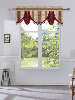 Regal Home Collections Royal Damask Fringed And Layered Window Valance