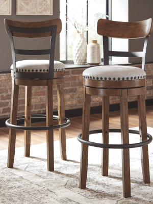 Tall Valebeck Upholstered Swivel Barstool Brown - Signature Design By Ashley