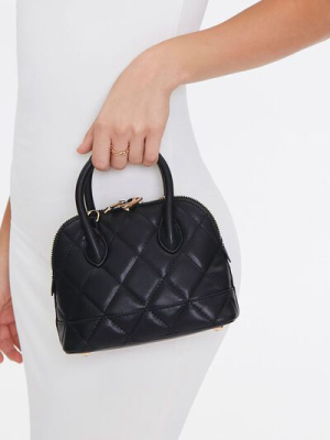 Faux Leather Quilted Satchel