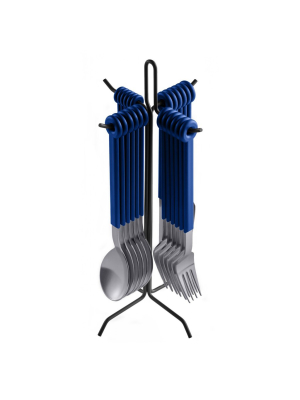 Mono Ring 24 +1 Cutlery Set Blue W/ Stand