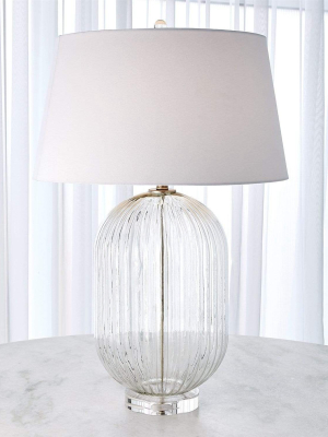 Global Views Glass Ribbed Barrel Lamp - Clear