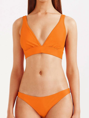 Lleo Erin Long Triangle Bikini Top - Citrus Orange