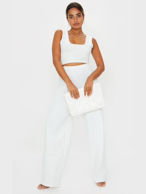 Petite White Wide Leg Pants