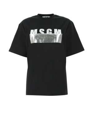 Msgm Metallic Logo Printed T-shirt