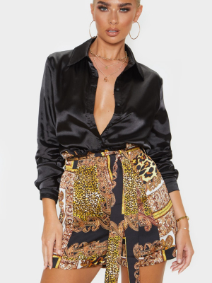 Mixed Chain Print Satin Shorts