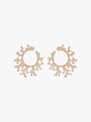 Diamond Coral Hoop Earrings