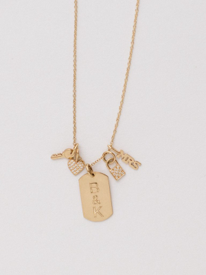 14k Single 2 Initial Letters Small Dog Tag Charm