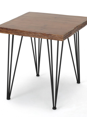 33.5" Chana Industrial Live Edge Square Dining Table Natural - Christopher Knight Home