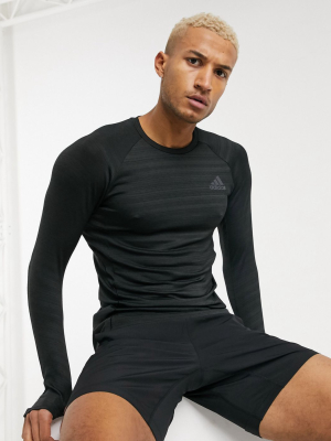 Adidas Running Long Sleeve T-shirt In Black