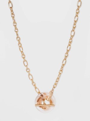 Toggle And Link Donut Ring Frontal Necklace - A New Day™ Dusty Pink