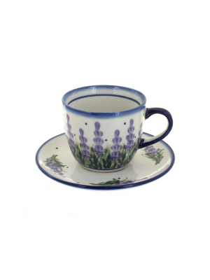 Blue Rose Polish Pottery Lavender Fields Cup & Saucer