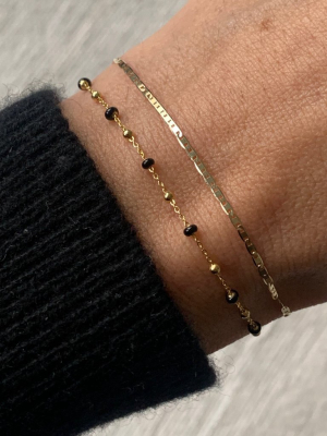 Black Enamel Gold Chain Bracelet