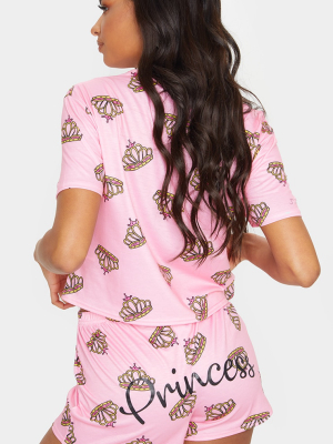 Pink Princess Short Pj Set