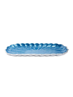 Julia Knight Peony 14" Rectangular Tray In Azure