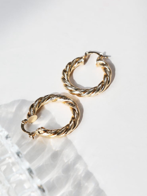 Gold Rope Twist Hoop Earrings