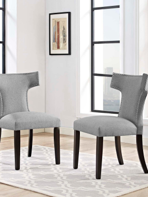 Set Of 2 Curve Dining Side Chair Fabric - Modway