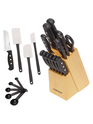 Farberware 22 Piece Never Needs Sharpening Triple Riveted Knife Block Set