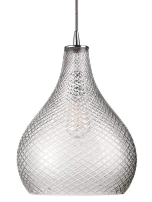 Large Cut Glass Curved Pendant In Clear Glass