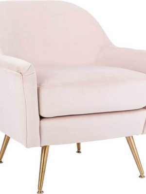 Brendan Mid Century Arm Chair Blush Pink/brass