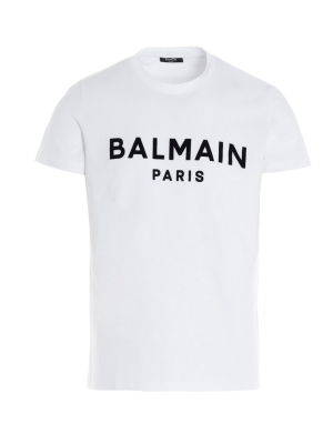 Balmain Flocked Logo Crewneck T-shirt