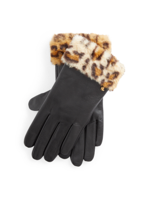 Leopard Faux-fur Gloves