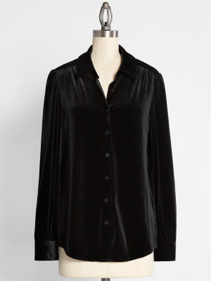 Be Buzzworthy Velvet Button-up Top