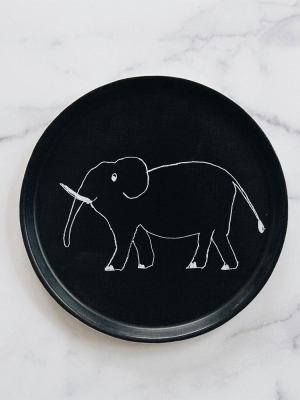 Round Linen Tray - Elephant