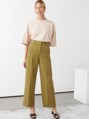 Wide Leg Twill Trousers