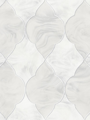 Baroque Glass Wallpaper In Silver, Grey, And Ivory From The Aerial Collection By Mayflower Wallpaper